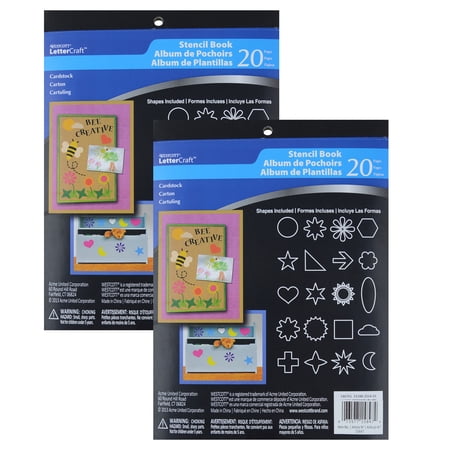 Westcott LetterCraft Stencil 20-Page Book, Pack of 2