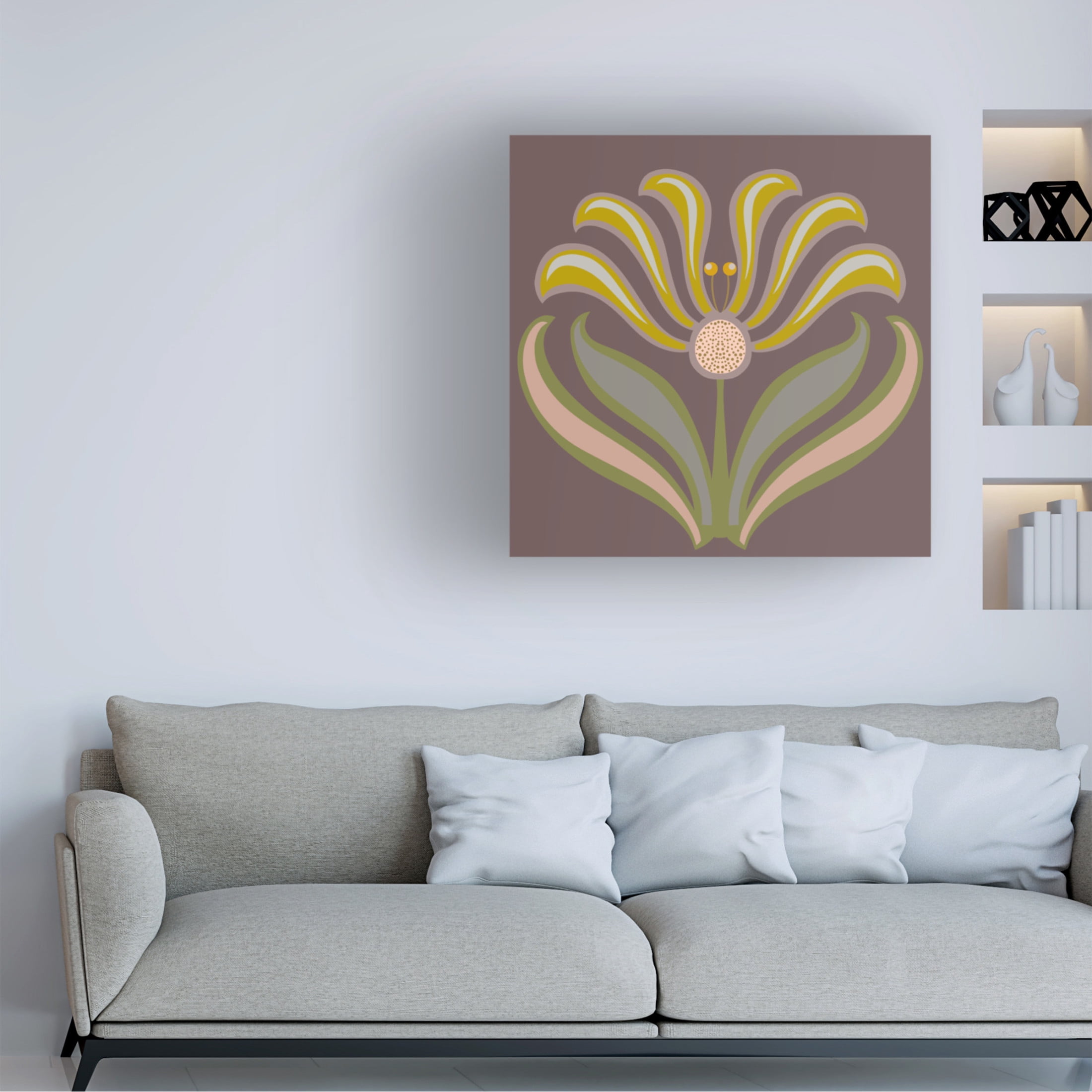 Trademark Fine Art Regina Moore  Graphic Folk Flower IV Canvas Wall Art