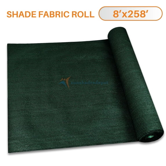 TANG Sunshades Depot 8'x258' Shade Cloth 180 GSM HDPE Dark Green Fabric Roll Up to 95% Blockage UV Resistant Mesh Net For Outdoor Backyard Garden Plant Barn Greenhouse