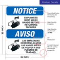 Sigo Signs, Employees Hand Washing Sign, Bilingual Spanish English