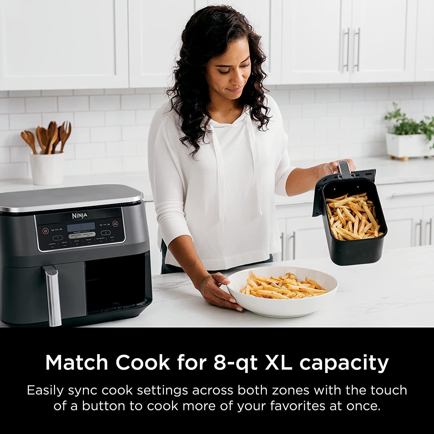 8 Quart 6-in-1 DualZone 2-Basket Air Fryer with 2 Independent Frying  Baskets, Match Cook & Smart Finish to Roast, Broil, Grey - Yahoo Shopping