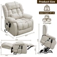 thumbnail image 3 of Balichun Power Lift Chair Recliners for Elderly with Heat and Massage, Infinite Position Lay Flat Lift Recliner Chair for Adults, USB&Type-C, Side Pocket, Lumbar Pillow, Beige, 3 of 13