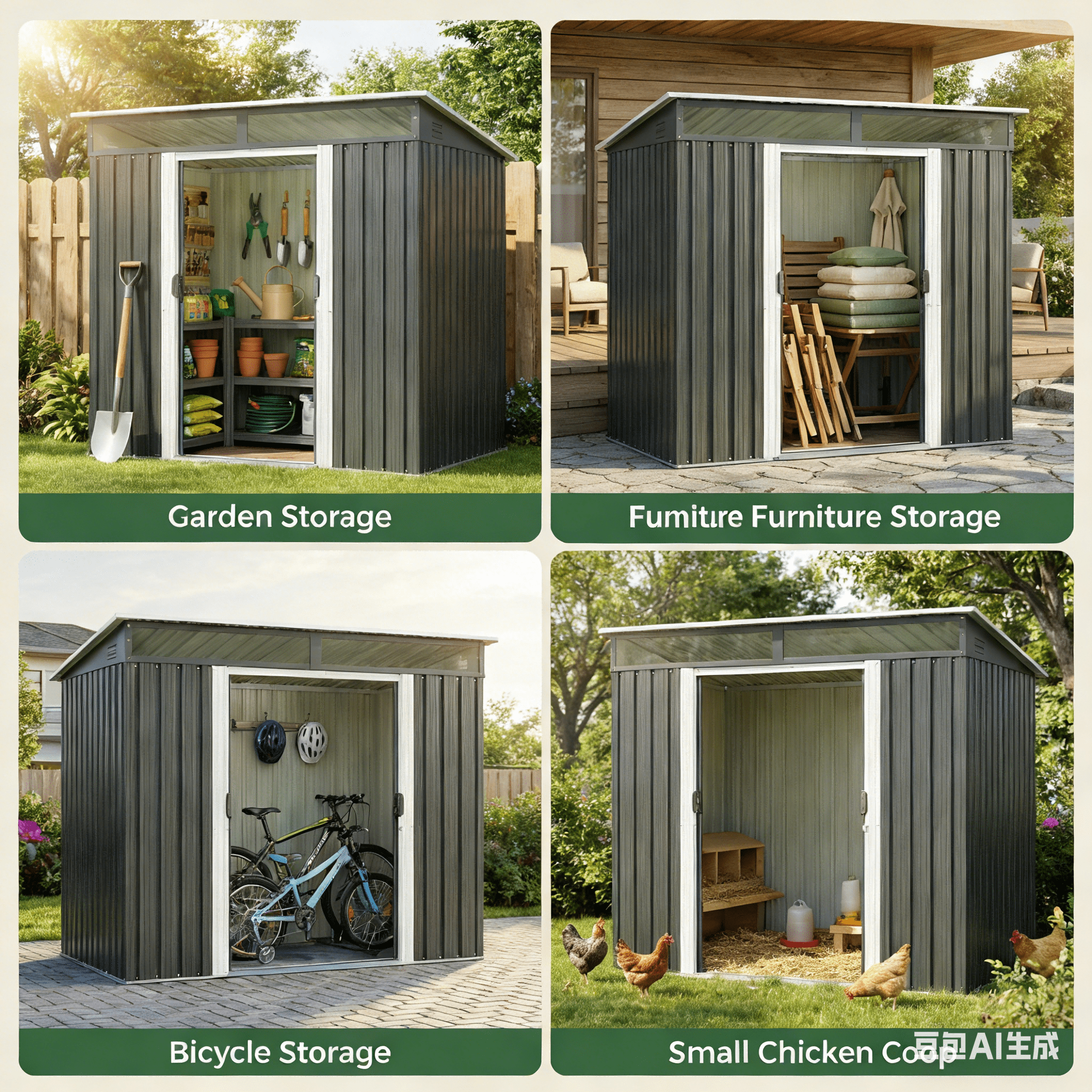 Lofka 6 x 4 FT Outdoor Metal Storage Shed with Lockable Sliding Door for Backyard, Garden, Dark Gray