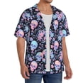 thumbnail image 2 of Gukieu cool Skull flower Print Men's Short-sleeved Shirts, Button-down Pocket Shirts, T-shirts, Beach Vacation Travel Summer Clothing-X-Large, 2 of 5