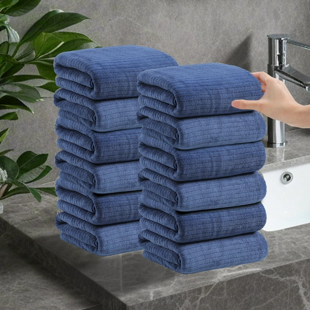 12 juegos de toallas de baño para el baño, toallas gruesas absorbentes para el hogar, lavar la cara, regalo - Azul