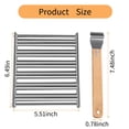 thumbnail image 4 of Rodillo para perritos calientes para Girll, rodillo para salchichas con parrilla para perritos calientes, estante de acero inoxidable con mango de madera Extra largo, capacidad para 5 perrit, 4 of 5