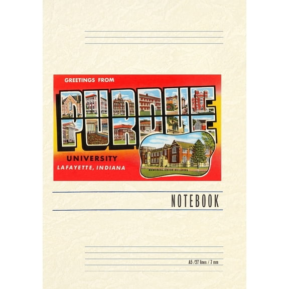 Vintage Lined Notebook Greetings from Purdue University, (Paperback)