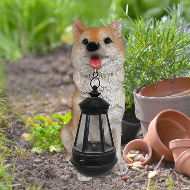 Estatuilla de resina Linterna colgante Patio Jardín Perros Estatua Luz solar 195x155x31cm Macarena Estatua al aire libre