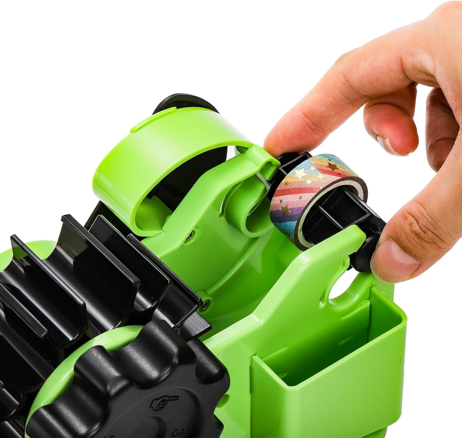 Multi-Roll Heat Tape Dispenser, 1" and 3" Double Reel Cores Sublimation Tape Dispenser for Pre-Cut Heat Transfer Tape, Semi-Automatic Desk Packaging Tape Dispenser with Compartment Slot