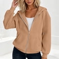 thumbnail image 4 of Caywon Women's Full-Zip Hoodie Sweatshirt, Relaxed Fit Long Sleeve Hooded Top with Kangaroo Pockets, Solid Color Casual Athletic Jacket for Workout, Lounge & Daily Wear, 4 of 7