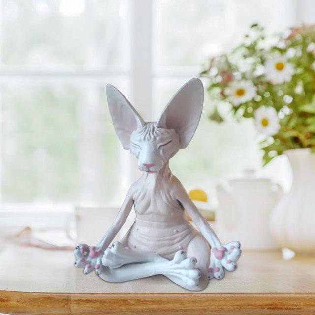 Estatuillas de gatos Estatua de meditación de Buda Yoga Animal Gatos Arte Escultura Decoración