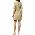 thumbnail image 3 of Midi Dresses for Women Summer Short Sleeve Round Neck A-Line Business Casual Office Work Dresses XS Khaki, 3 of 6