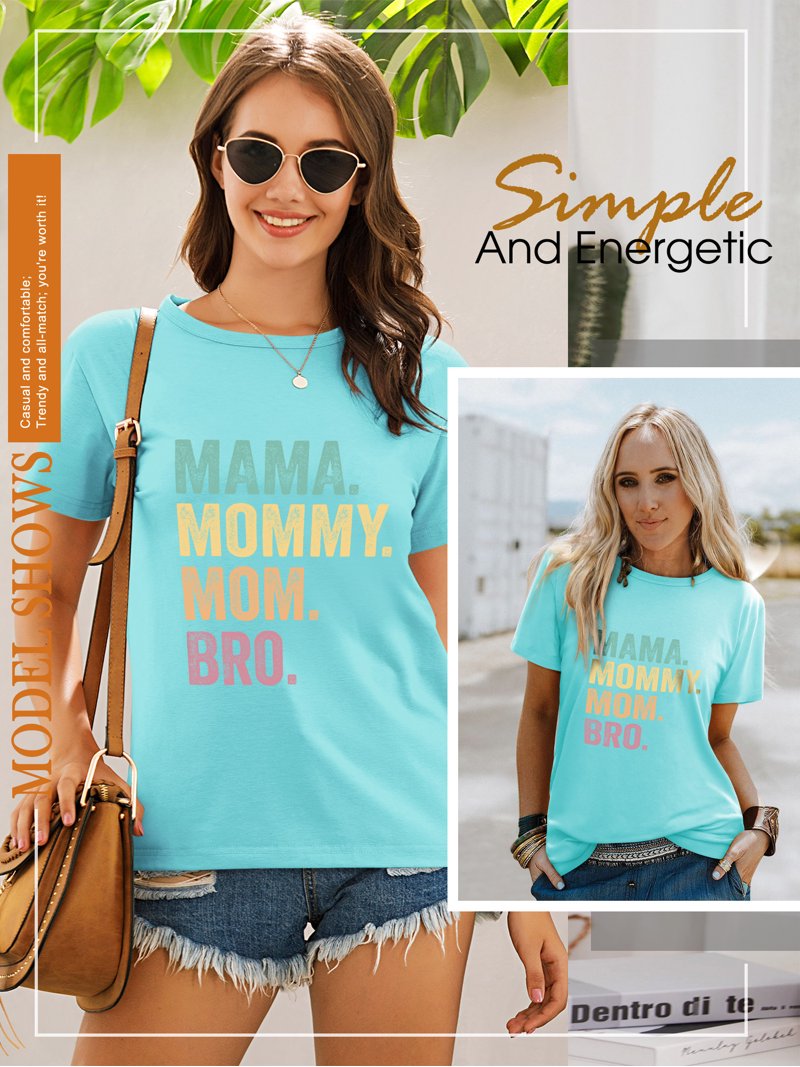 ZXSXSY Women's Graphic Tees Mother's Day Mama Letter Print Tops