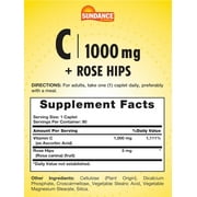 Vitamin C 1000mg With Rose Hips | 90 Vegetarian Caplets | For Men and Women | by Sundance