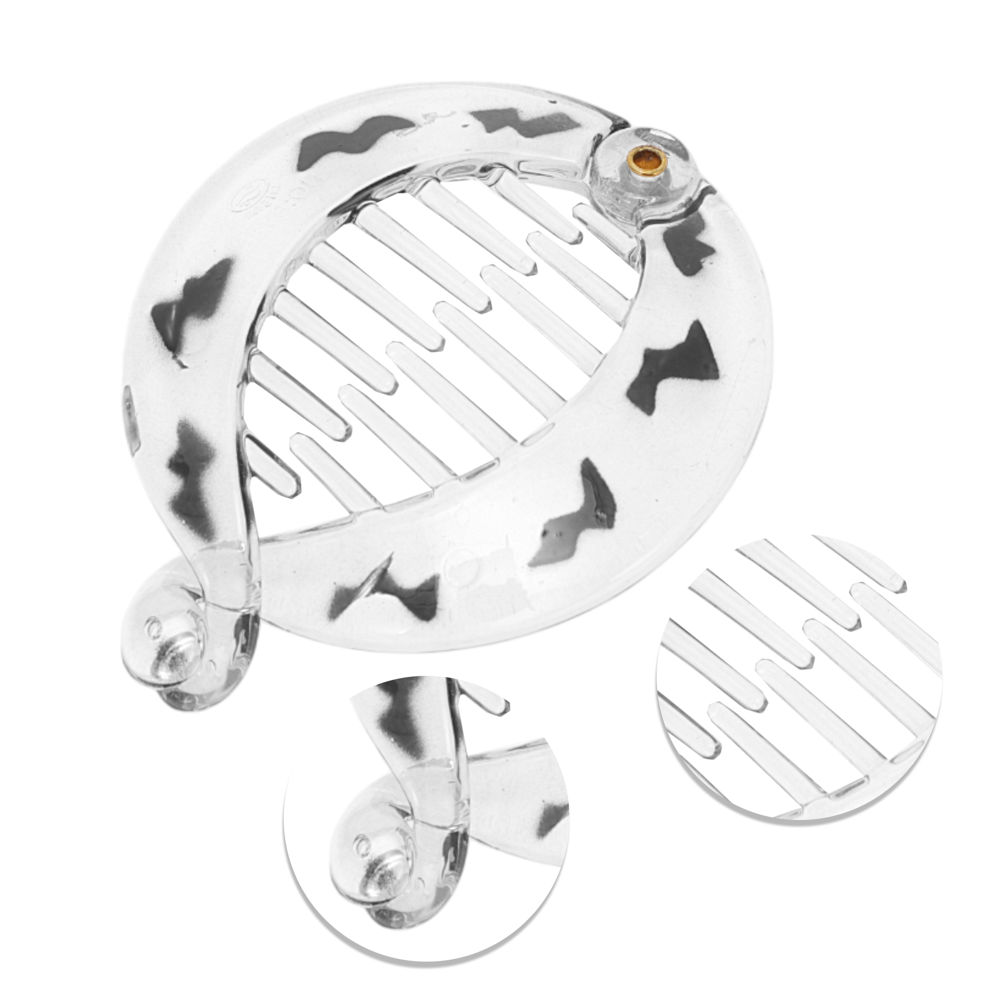 Unique Bargains Elegant Round Fish Shape Hair Clips Clear
