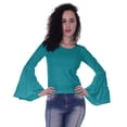 thumbnail image 1 of Moomaya T-Shirt à Manches Longues pour Femmes, Col Rond, Coupe Décontractée, Été, 1 of 5