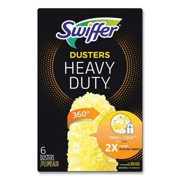 Swiffer Heavy Duty Dusters Refill, Dust Lock Fiber, Yellow, 6/Box, 4 Boxes/Carton (21620CT)