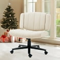 thumbnail image 2 of Modern Home Office Chair, Upholstered Fabric Criss Cross Swivel Desk Chair with Smooth Wheels, Adjustable Height Computer Chair for Study, Work & Gaming, 2 of 8