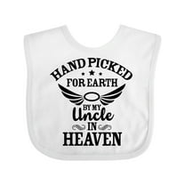 Inktastic Handpicked for Earth by My Uncle in Heaven with Angel Wings Boys or Girls Baby Bib