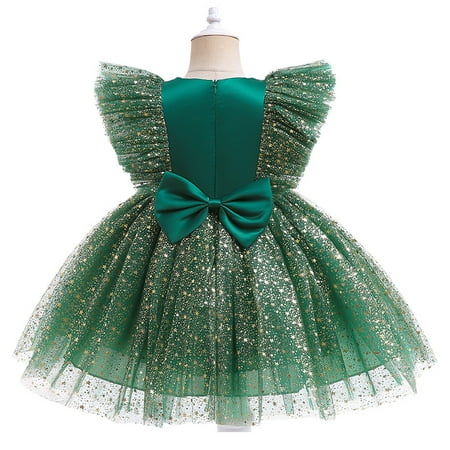 

Girls Dresses Size 1-6 T Ruffle Sleeve Girls Flower Girl Dresses for Wedding Birthday Party Dresses for Girls Green 4-5 Years