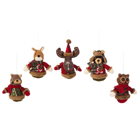 Evergreen Woodland Icon Polyester Ornament, 5 Assorted, 4.5'' x 2.5'' x 5'' inches