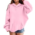 thumbnail image 2 of Wilark Girls Oversized Hoodies Sweatshirts with Pockets Size 5-14, Pullover Casual Fleece Warm Long Sleeve Kids Fall Winter Tops Pink, 2 of 7