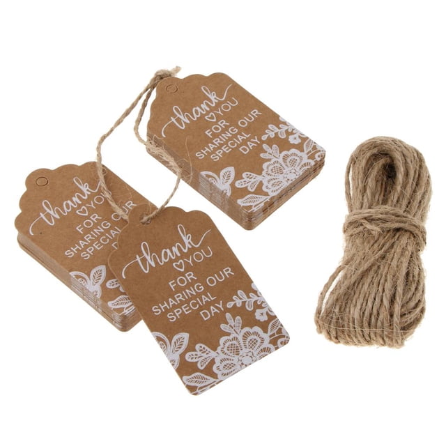 50 X Flor de Encaje de Papel Kraft Soledad Etiquetas de Agradecimiento