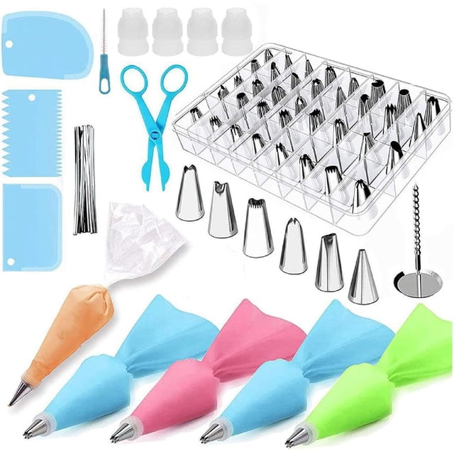 yeacher Ensemble de Décoration de Gâteaux Premium de 83 Pcs avec Embouts en Acier Inoxydable, Sacs à Douille Réutilisables et Support en Silicone pour la Cuisson, le Glaçage et les Créations Pâtissières