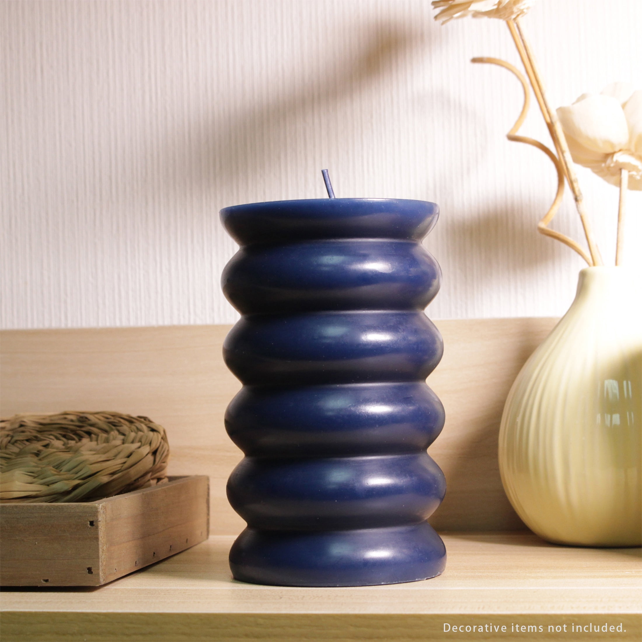 (2 pack) Better Homes & Gardens Unscented Bubble Pillar Candle, Blue, 3 in x 5 in