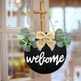 thumbnail image 2 of FEIGO Welcome Sign for Front Door 11.8 inch Wood Welcome Sign Wreath Hanging Sign Decor, Black, 2 of 7