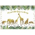 thumbnail image 1 of 7x5ft Baby Shower Backdrop Tropical Palm Leaves Gold Decor Wild One for Jungle Animals Themed Children Birthday Photography Background Dessert Table P, 1 of 4