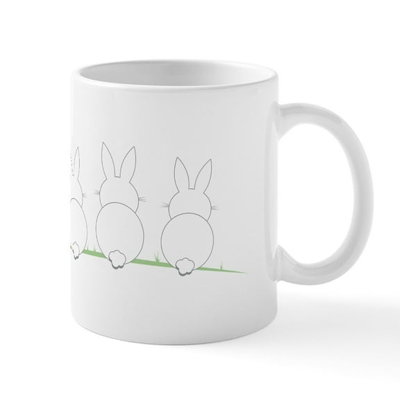 CafePress - Outline Easter Bunnies Mugs - 11 oz Ceramic Mug - Novelty Coffee Tea Cup