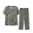 thumbnail image 2 of Qiopertar Liquidation à Moins de 5$ Blouse Décontractée à Manches Courtes et Col Rond Imprimé pour Femmes Ensemble de Pyjama Mode Short Grandes Économies de Vacances!, 2 of 3