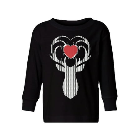 

Awkward Styles Ugly Christmas Long Sleeve Shirt for Boys Girls Toddler White Deer Xmas Heart Shirt