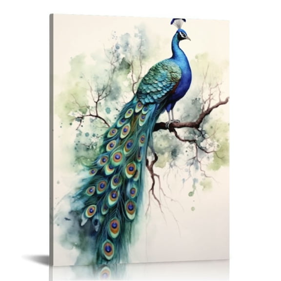ONETECH Peacock Wall Art Watercolor Peacock Pictures Wall Decor Aesthetic Peacock Canvas Prints Modern Painting Artwork Home Office Decorations For Kitchen Bedroom Bathroom Living Room 12x16 in