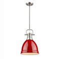 thumbnail image 2 of Golden Lighting 3604-L PW-RD Duncan 1 Light Pendant with Rod in Pewter with Red Shade, 2 of 3