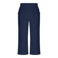 thumbnail image 5 of Plebaso Casual Capri Pants for Women Elastic Waist Wide Leg Cropped Pants Womens Summer Loose Trousers, 5 of 8
