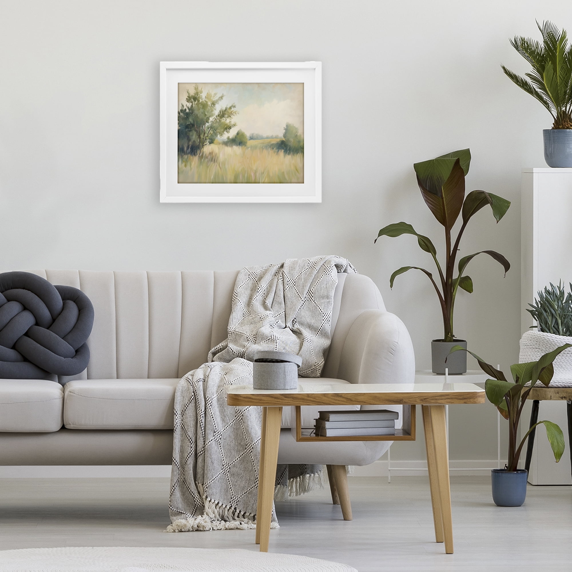 Stupell Industries Summer Green Meadow White Framed Print Under Glass, design by Kim Allen