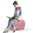 thumbnail image 2 of Tea Party Pouf Cover with Zipper, Morning and Breakfast Lettering with Tea Pot and Cups on Polka Dots, Soft Decorative Fabric Unstuffed Case, 30" W X 17.3" L, Pastel Pink and Eggshell, by Ambesonne, 2 of 5