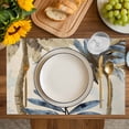 thumbnail image 4 of Palm Trees Placemats Set of 6, Blue Brown Vintage Watercolor Tropical Placemats for Dining Table, Place Mats for Kitchen Tabletop, Waterproof Wipeable Dining Table Mats Set, 4 of 9