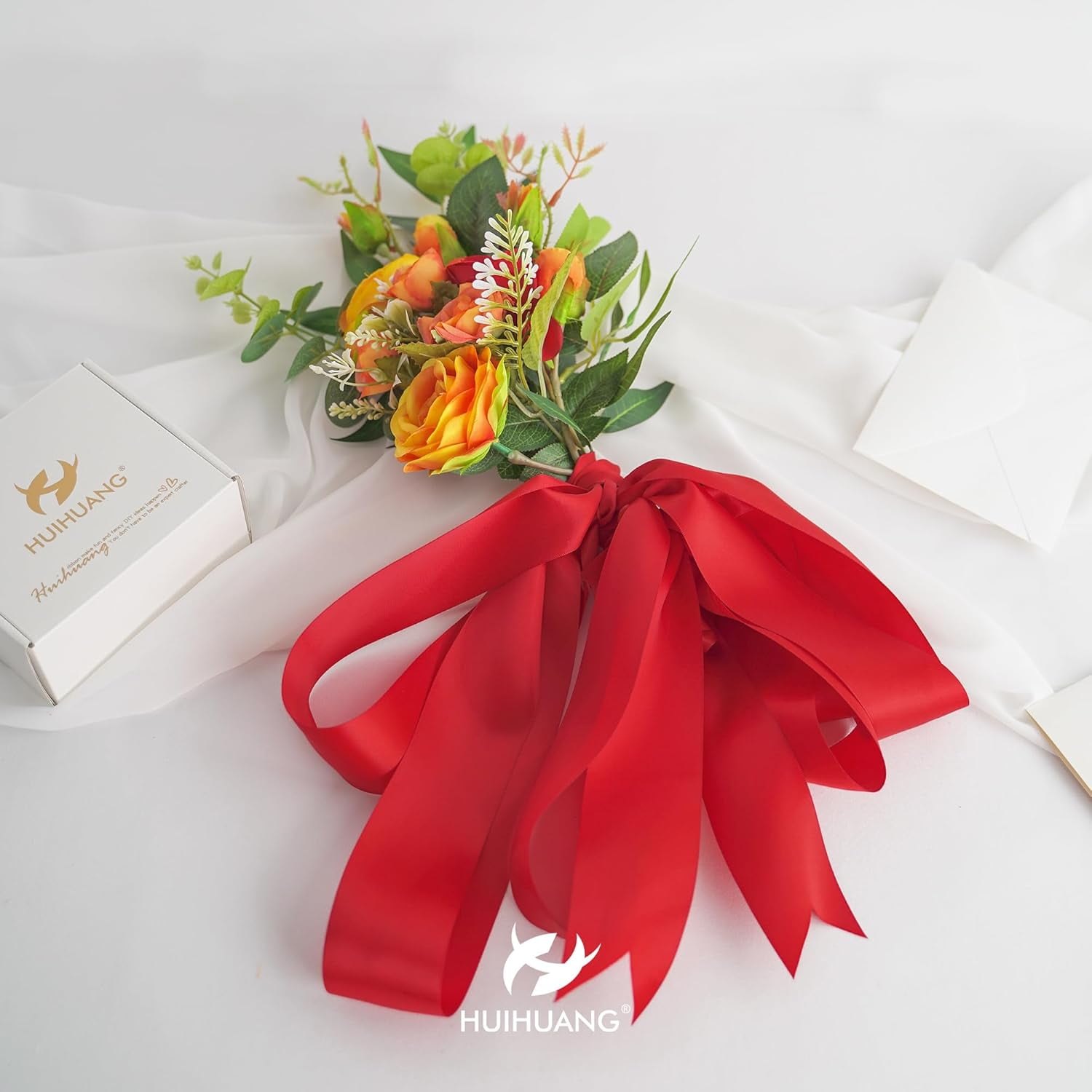Red Ribbon 1-1/2 inch Satin Ribbon, Red Double Faced Satin Ribbon for Christmas Gift Wrapping for Bows Making Floral Bouquet Wedding Christmas Decor Party Favor and Craft Supplies-50 Yards