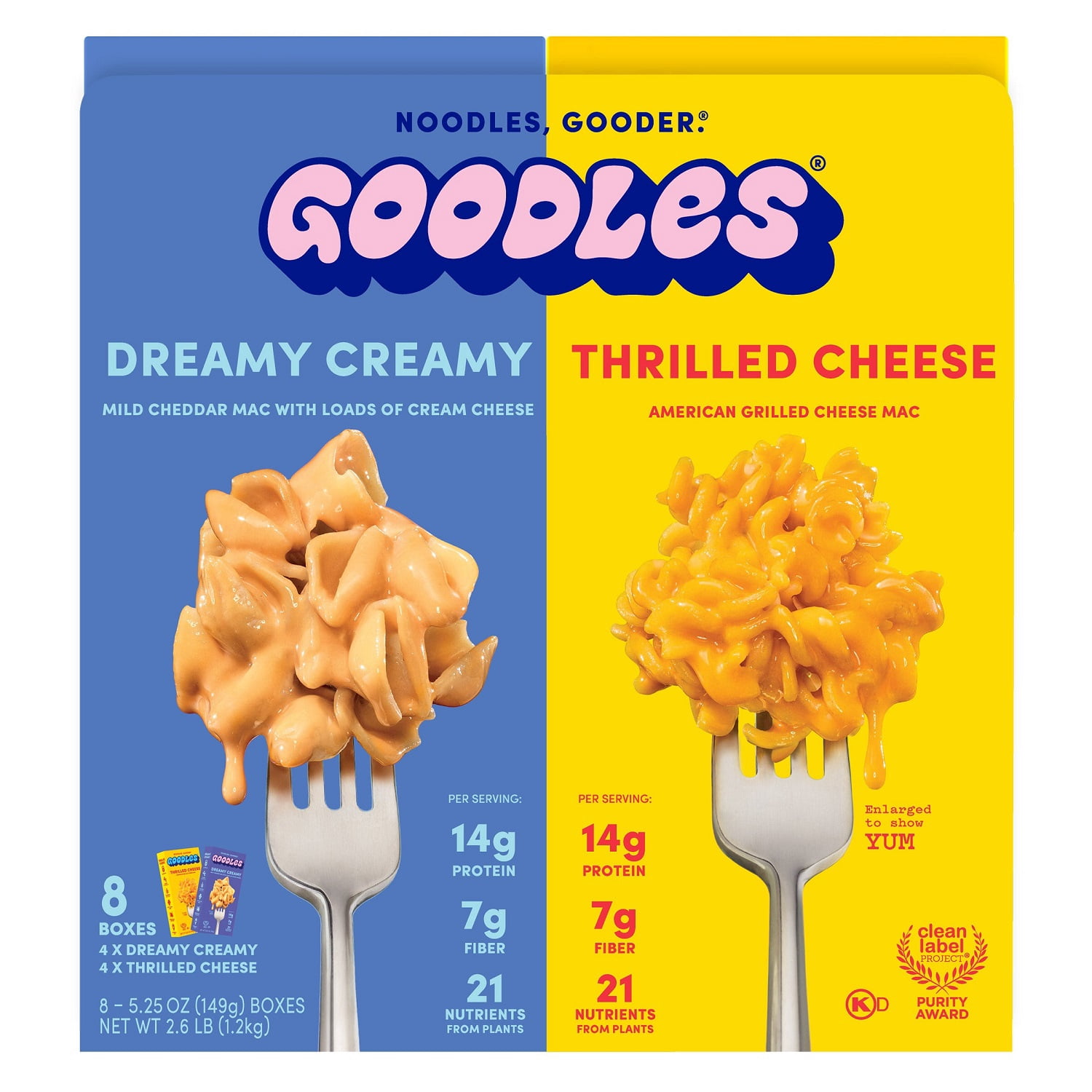 Goodles Mac & Cheese Variety, Dreamy Creamy & Thrilled Cheese, 6 Ounce (8 Count)