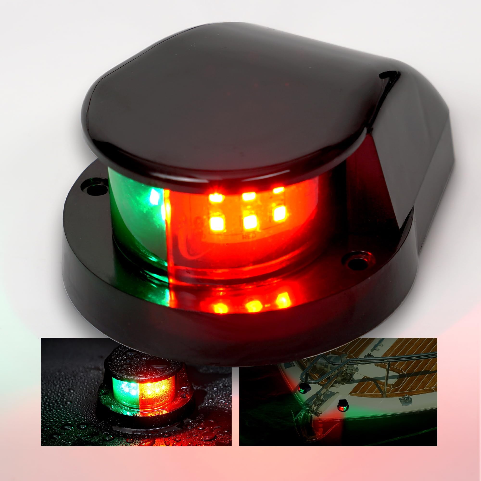 Bright Eyes Green & Red Portable Marine LED Boating Lights - Boat Bow Or Stern Safety Lights - View #9