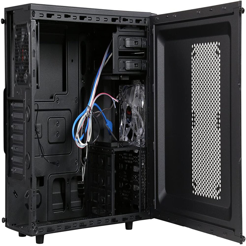 CHALLENGER ATX Mid Tower Rosewill Gaming Computer PC Case Blue LED Front Fan 