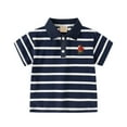thumbnail image 4 of Toddler Outfits for Boys Toddler Boys Summer Short Sleeve Stripe Tops Holiday T Shirt and Shorts 2 Piece Suit Baby Outfits Navy 18 Months-24 Months, 4 of 6