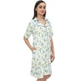 thumbnail image 2 of Bimba Blue Floral Printed Short Sleeve Sleepshirt Women Nightwear With Pockets - 4, 2 of 5