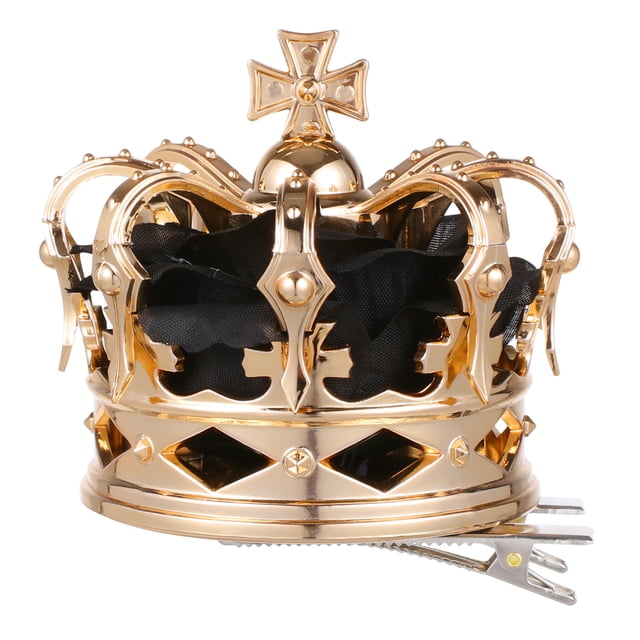 FELTECHELECTR 1 horquilla de corona dorada para fiesta de Halloween, pinzas para el pelo doradas para novia, cosplay