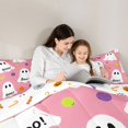 thumbnail image 4 of Feelyou Cartoon Ghost Boo Twin Comforter Sets, Cute Polka Dot Bedding Set, Pink White, Halloween Reversible, 2 Pieces, 1 Comforter and 2 Pillowcases, 4 of 7
