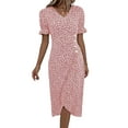 thumbnail image 1 of Gvmfive Womens Boho Floral Print Short Sleeve Midi Dress Casual Asymmetrical Party Dress, 1 of 8