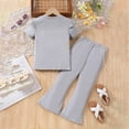 thumbnail image 5 of HCNTES Little Girls Spring Summer Clothes 2 Piece Outfit Set Girl School Pants and Girl School Shirts Suit Kids Girl Clothing Set 3T 4T 5T 6T 7T(H03-Grey,6-7 Years), 5 of 7